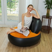 Fauteuil Canapé Gonflable en PVC Floqué, Idéal pour l'Intérieur et l'Extérieur, Canapé Gonflable Décontracté pour Adulte, Parfait pour le Camping