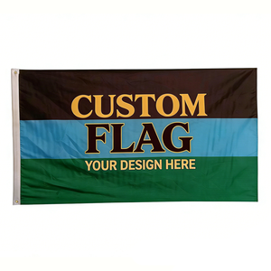 Drapeau de sport d'extérieur personnalisé en polyester à rayures noires, bleues et vertes, imprimé graphique, pour tournois, vente en gros - Product Image 2
