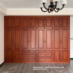 للبيع بالجملة من المصنع خزانة ملابس خشب أحمر منحوتة من الخشب الصلب خزانة ملابس صينية فاخرة مصنوعة يدويًا من الأعلى - Product Image 3