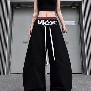Pantaloni Sportivi Taslan Stile Americano Vintage a Gamba Larga con Doppio Elastico in Vita e Coulisse, Unisex, Streetwear, Vestibilità Ampia, Casual, Lunghi - Product Image 5