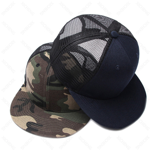 Gorra deportiva de poliéster con logotipo personalizado, visera plana de Hip Hop, parche bordado, malla, camionero, 6 paneles - Product Image 6