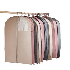 Black Front Opening Thickened Dustproof Water Resistant Garment Bag Zipper Closure 15L Capacity <b>for</b> Suit Clothes Travel <b>Wardrobe</b> - Product Image 4