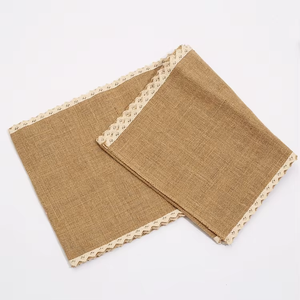 Precio al por mayor Camino de mesa de arpillera natural con encaje Rústico Granja Yute Hessian Mantel para la decoración del banquete de boda - Product Image 3