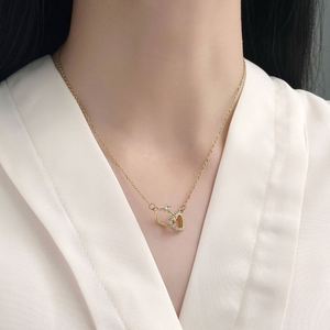 Women's Stainless Steel 18K Gold Electroplated Heart-Shaped Love <b>Necklace</b> Interlocking <b>Ring</b> <b>Necklace</b> Heart Double <b>Ring</b> <b>Necklace</b> - Product Image 6