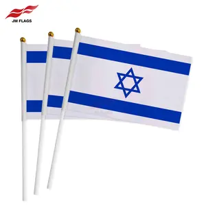 Wholesale 5.5*8.2 inch Israel Hand Held Flags Hand Flag Decoration Polyester Custom All Size Israel Stick Flags