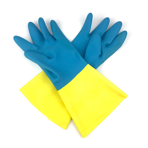 ANT5PPE Gants en latex néoprène bicolore nettoyage de chambre gants bleus et jaunes - Product Image 6
