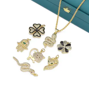 JXX Fox Snake Flower Shape Pendants Fashion New Design Gold Plated Copper Alloy Zircon Cat Pendant For Women Gift