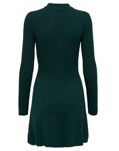 Ribbed Wool Sweater <b>Dress</b> for Women Zip Neck Long Sleeve Midi Knit <b>Dress</b> Autumn Casual Wear - Product Image 3