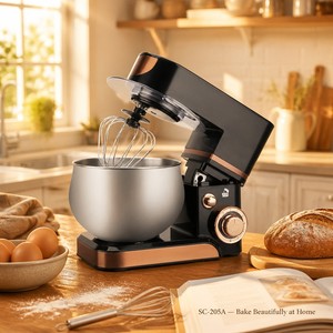 <span class=keywords><strong>Robot</strong></span> de <span class=keywords><strong>cuisine</strong></span> Shinechef, batteur sur socle planétaire, 5 L, acier inoxydable, 1300 W, design à tête inclinable, 6 vitesses, bol mélangeur, usage domestique, OEM - Product Image 3
