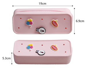DIY Pencil case with different shape charms large capacity silicone pencil case kids DIY pencil case match cute charm blue color - Product Image 3