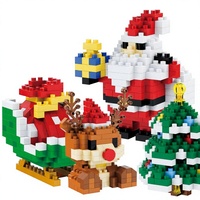 Ensemble de mini blocs de construction de Noël, Père Noël, rennes, arbre, bonhomme de neige, micro briques DIY, jouet éducatif pour enfants, cadeau de Noël
