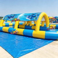 Piscina Inflable Comercial de PVC con Toldo para el Sol, Piscina de Juegos Acuáticos para Niños, Alquiler para Fiestas en Parques al Aire Libre