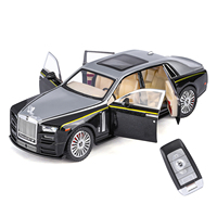 Modèle de voiture miniature 1:24 Rolls Phantom avec télécommande, son, portes ouvrables, décoration, supercar en métal, jouet, cadeau pour garçon