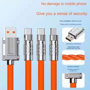 Multifunction 3 1 6A 120W Silicone <b>USB</b> Type-C Charging <b>Cable</b> 1.2M Braid Shielding Pure Copper Conductor for Mobile Phones - Product Image 3