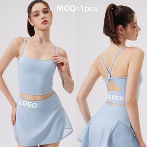 Aoyema Women Sports Wear Neues Nude Feeling Gym Falda Deportiva Bequemer Pickle Ball Backless Design Yoga Tennis Röcke Set - Product Image 1