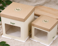 Boîte à gâteau personnalisable avec fenêtre transparente, emballage biodégradable de qualité alimentaire en ivoire pour pâtisserie, gâteaux faits maison