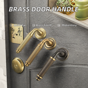 Manija de Puerta de Latón, Latón Satinado, Latón Antiguo, Herrajes de Latón Francés para Puertas de Hoteles y Residenciales - Product Image 2