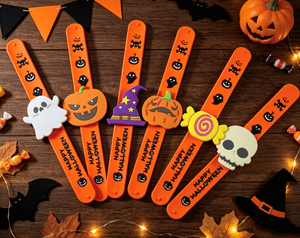 Braccialetto Slap in Silicone PVC Spaventoso per Feste di Halloween: Zucca e Fantasma - Product Image 1