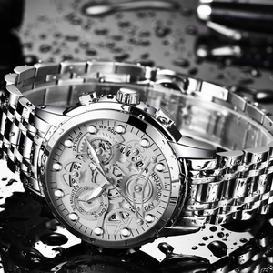 Montre chronographe squelette pour homme, cadran noir, acier inoxydable, montre sport pour homme - Product Image 4