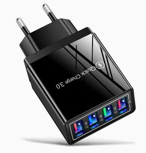 Multi-color Portable <b>Fast</b> <b>Charging</b> <b>Plug</b> QC3.0 4USB 3A for Mobile Phones Apple Tablet Travel Adapter US, EU, UK Wall Charger. - Product Image 2