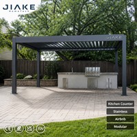 Jiake Aluminium-Pergola mit Outdoor-Küche und Bartheke, Modulare Edelstahleinheit für Airbnb, Hinterhof, Garten, Essbereich und Terrasse