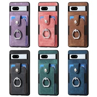 Étui de protection intégral en cuir PU avec fentes pour cartes et support anneau pour Google Pixel 9A / 10 Pro, design gaufré