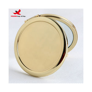 Miroir de maquillage pliable rond de poche en métal or rose, vente en gros d'usine à bas prix pour achats mixtes - Product Image 2