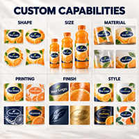 Étiquettes adhésives BOPP pour aliments OEM, impression couleur, découpe, finition brillante, étiquette d'emballage pour bouteille de boisson orange