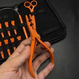 Kit d'outils pour extensions de cheveux en acier inoxydable : pinces, ciseaux, pinces à cheveux, aiguille à boucle, applicateur de perles, personnalisation OEM - Product Image 3