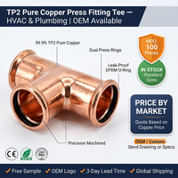 Conector en T de Cobre Puro al 99.9% con Contenido de Cobre, Estándar Europeo, de Diámetro Igual, Tipo M, para Tuberías de Agua