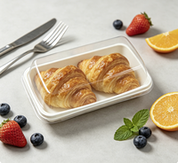 Boîte de boulangerie rectangulaire en PET transparent avec base antidérapante blanche, jetable, pour pain frais, muffins et gâteaux roulés – Vente en gros