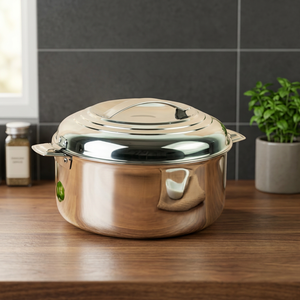 Casserole en acier inoxydable avec couvercle, 24 cm, ronde, durable, design moderne, passe au lave-vaisselle, compatible gaz et induction - Product Image 5