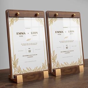 Walnut Wood Vertical Table Card Menu Display Stand Solid Wood Price Sign Holder Customized Wooden Table Tent for Desktop - Product Image 1