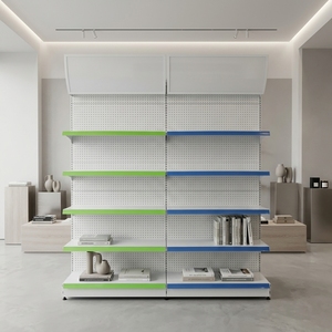 Étagère de présentation de magasin à <span class=keywords><strong>prix</strong></span> compétitif, rayonnage de supermarché métallique robuste autoportant perforé simple face - Product Image 1