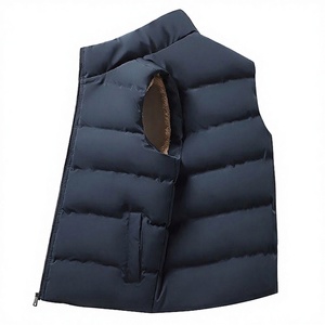 Chaleco Acolchado Sin Mangas para Hombre, Cuello Alto, Cierre de Cremallera, Cortavientos, Ropa Exterior Informal, Color Sólido, Relleno de Poliéster - Product Image 2