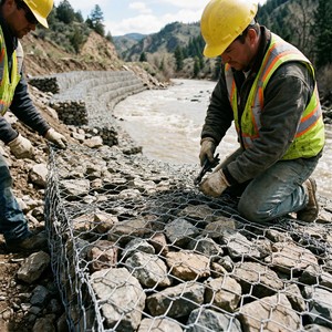 Panier gabion en PVC, treillis métallique gabion, mur gabion 2,5x1x0,5m, rivage de la côte atlantique du Maroc - Product Image 1