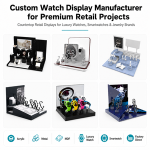 Expositor de relojes de acrílico personalizado de fábrica DSP Vietnam para hombre, con forro de terciopelo y tablero trasero para fotos, para relojes de pulsera. - Product Image 2