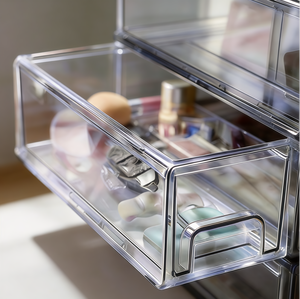Organisateur de tiroir empilable transparent en PET pour bureau, boîte de rangement anti-poussière transparente pour fournitures de bureau et cosmétiques - Product Image 4