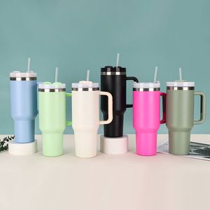 2nd Generation 40oz Car Tumbler 304 Stainless Steel Vacuum Insulated Cup <b>Large</b> Capacity with Handle and Straw Ice Coffee <b>Mug</b> - Product Image 1