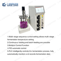 Réacteur biologique automatique à double enveloppe en verre contrôlé par PLC pour la fermentation de champignons à l'acide lactique en laboratoire
