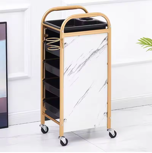 Carrito de Peluquería Desmontable, Carrito Auxiliar Dorado para Estilistas con Ruedas Universales, Sin Enredos para el Cabello - Product Image 4