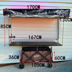 Carrito de Compras Plegable con Mesa, Ruedas Todoterreno de Metal, Diseño de Elevación Alta para Mercado Nocturno y Barbacoa - Product Image 3