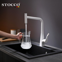 Robinet de cuisine STOCCO gris bronze avec douchette extractible, rotation à 360 degrés, 3 jets en 1, monocommande, montage sur comptoir, pour hôtel