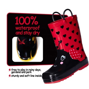 Stivale <span class=keywords><strong>da</strong></span> <span class=keywords><strong>pioggia</strong></span> in gomma <span class=keywords><strong>da</strong></span> ragazza popolare per bambini carino 3D rosso coccinella impermeabile - Product Image 4