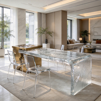 Sculpture de bureau dorée en résine transparente texturée effet glace, faite à la main, moderne, durable et écologique pour villa de luxe/bureau