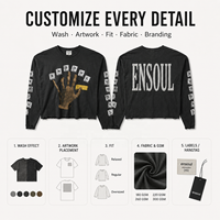 T-shirt Homme Oversize Personnalisé 300 g/m² Vintage Délavé Effet Vieilli Coupe Courte Boxy Manches Longues Streetwear Imprimé Numérique Graphique