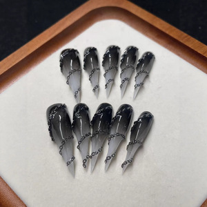 Griffes de dragon courtes noires translucides, griffes de loup, griffes de bête, pour convention de bande dessinée, cosplay, tournage de <span class=keywords><strong>film</strong></span>, faites à la main, en ABS, couverture complète - Product Image 3