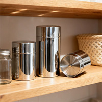 Boîte à thé matcha personnalisée en acier inoxydable 304, double couvercle hermétique, pour cérémonie du thé, thé en vrac, café en grains