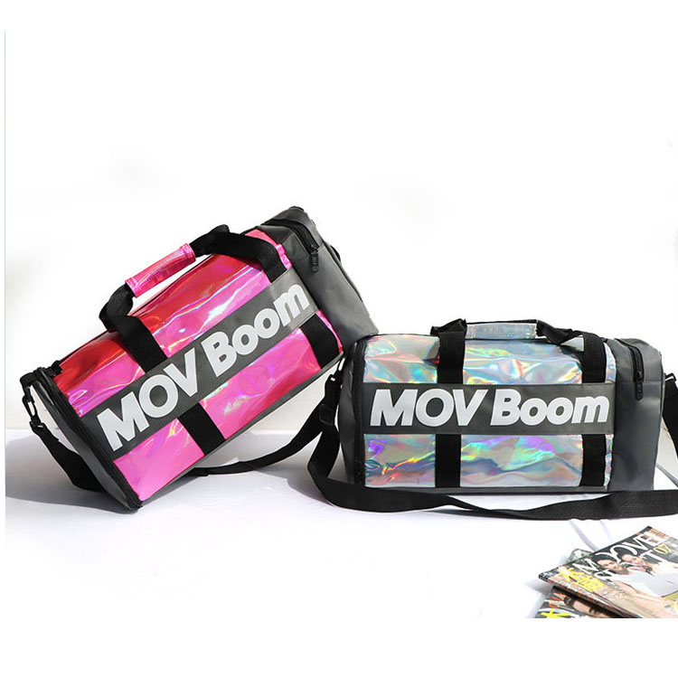 Стильная блестящая сумка для фитнеса и спортзала с логотипом на заказ, женские блестящие сумки из полиуретана для ночных прогулок с отделением для обуви