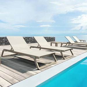 حمام سباحة بجانب الاستلقاء الأبيض تصميم بسيط حديث صالة شمس بإطار من الألومنيوم للشاطئ الفندق بجانب البحر - Product Image 4